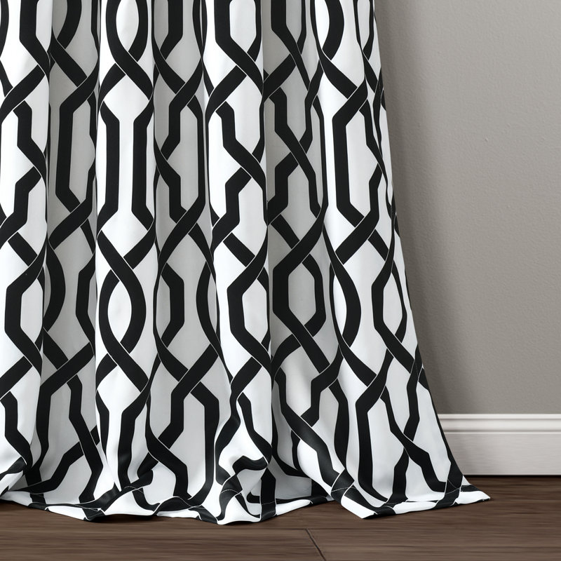 Trellis Room Darkening Curtain Pair, White, 52" W x 95" L