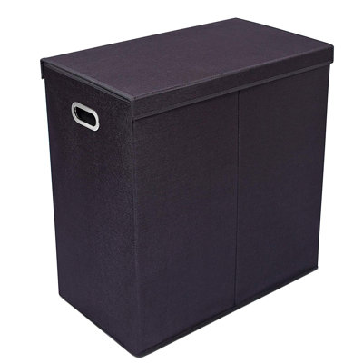 Panier à linge haut BirdRock avec couvercle et 2 sacs amovibles - Panier à linge double pliable 13 gallons (noir)