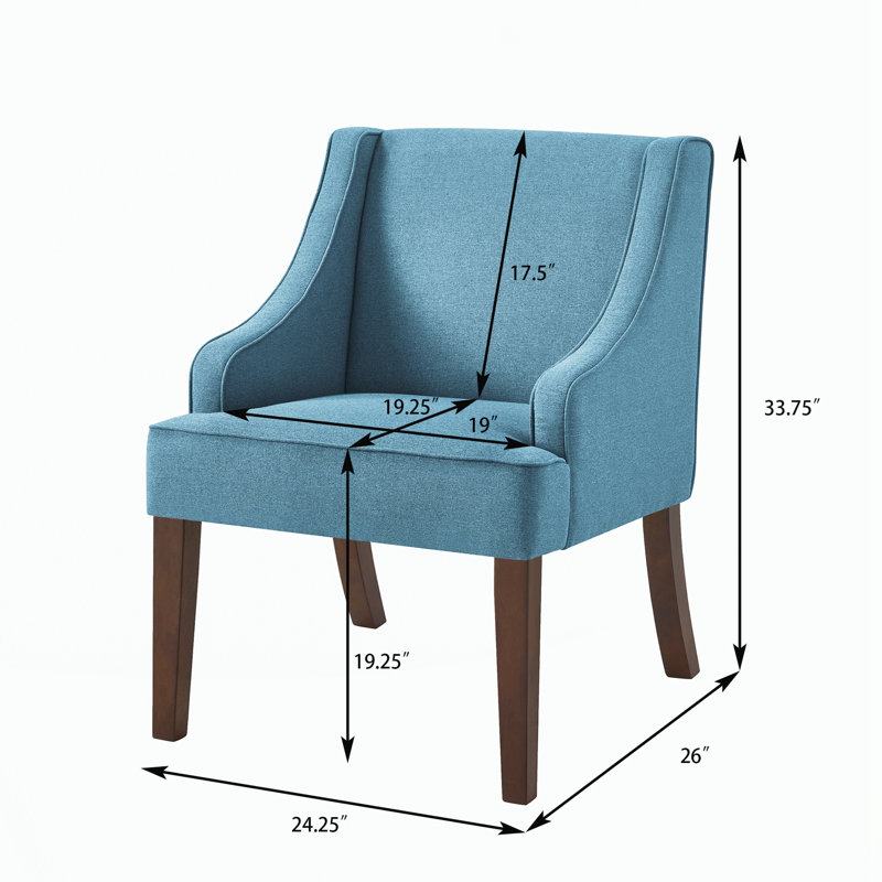 Chaise d'appoint Mid-Century moderne, Lin bleu clair