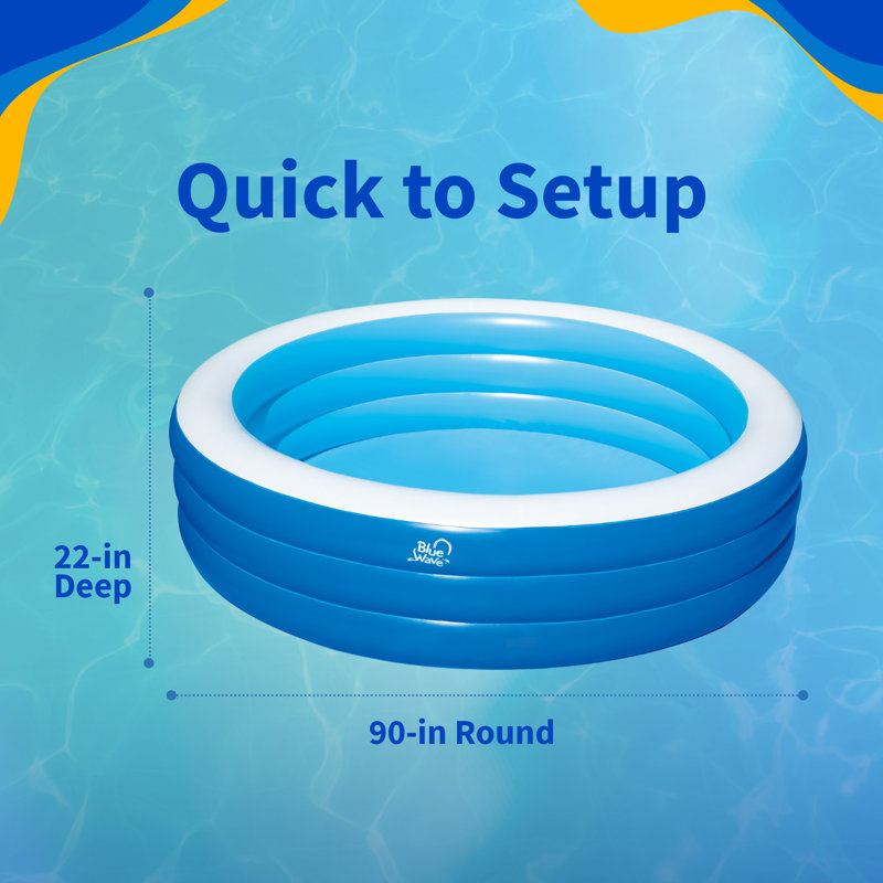 Piscine gonflable Blue Wave avec couvercle - piscine ronde de 7,5 pieds à installation rapide pour les familles - piscine durable de 22 po de profondeur pour enfants et adultes