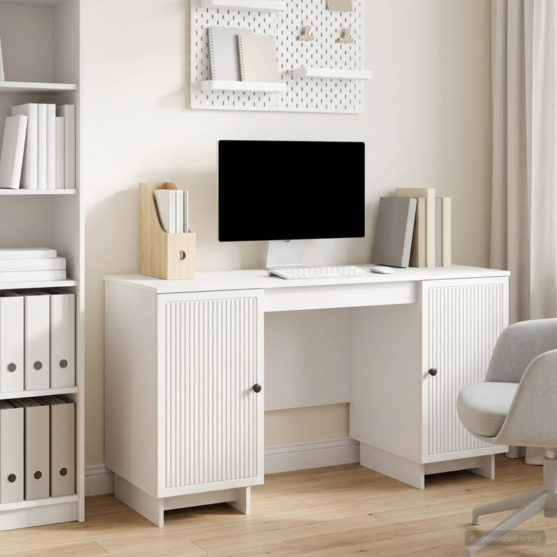 Credenza Desk, High Gloss White
