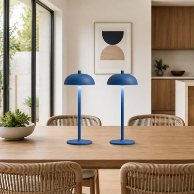 Lot de 2 lampes de bureau portatives modernes sans fil bleues de 30 cm (12 po)