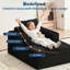 Méridienne intérieure 45,3 po, canapé simple en velours côtelé désossé avec assise profonde et accoudoirs, sans assemblage, 1 coussin de dossier, noir-221621570