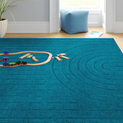 Quintessa Hand Loomed Wool Area Rug in Blue