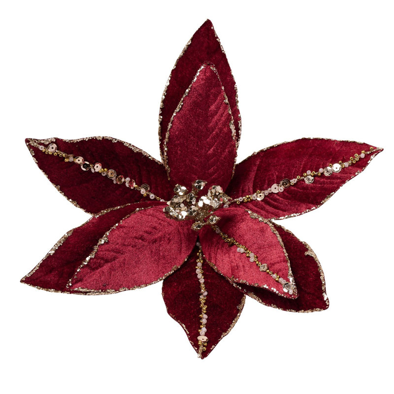 Velvet Poinsettia with Clip Burgundy