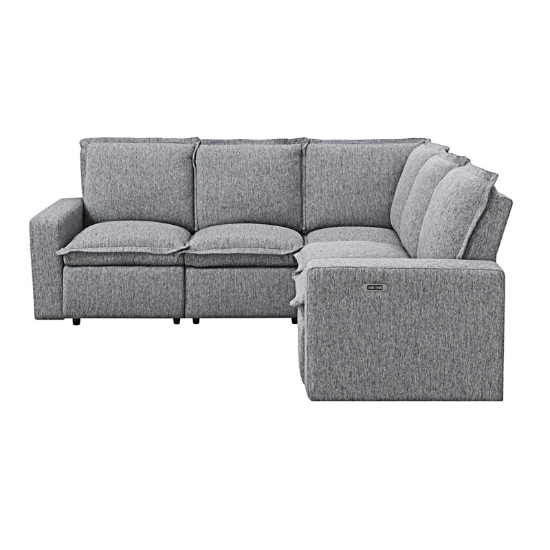 Fauteuil de cinéma inclinable électrique avec port USB pour salon et canapé modulaire, Lin gris