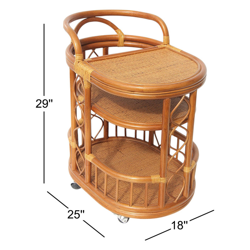 Ambrielle Rattan/Wicker Bar Cart, Colonial, Colonial