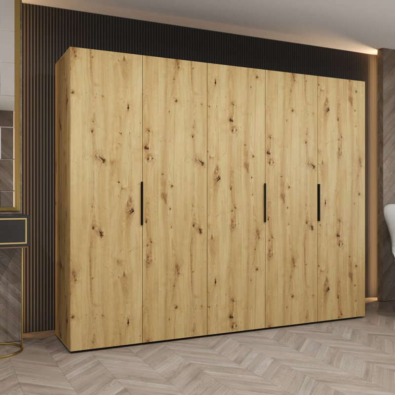 Marbella I Hinged Door Wardrobe 250cm - Elegant Storage with Subtle Modern Flair, Oak