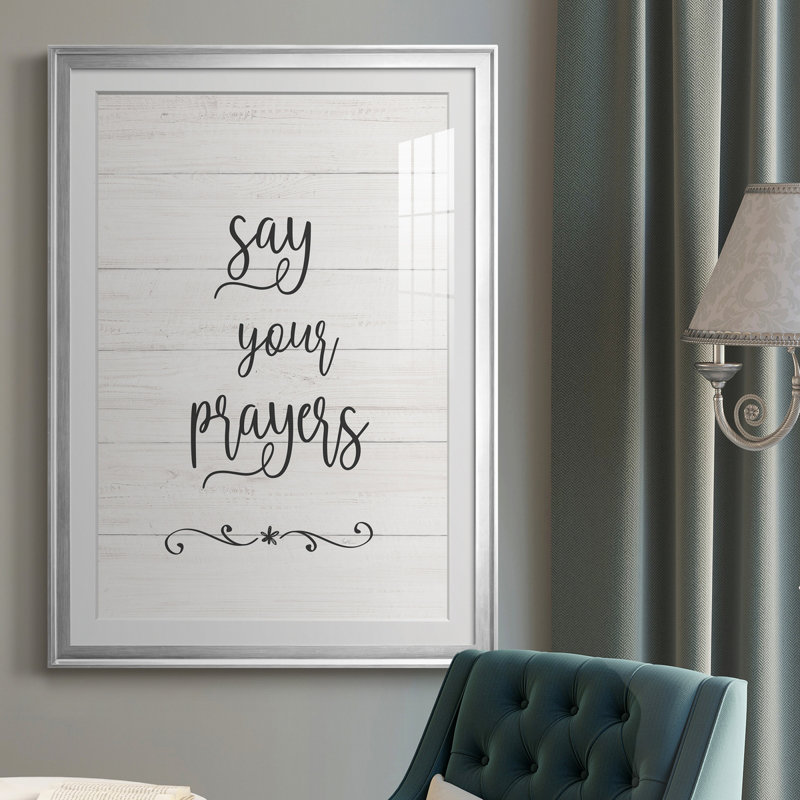 Say Your Prayers - Art textuel avec cadre photo, Argent, H 26,5 po x l 36,5 po x P 1,5 po