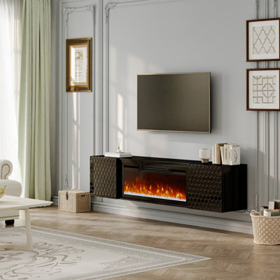 Crédence de rangement l 67,32 po avec foyer Charessa