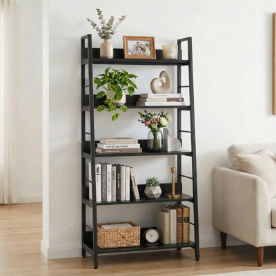 5-Tier Ladder Shelf, Rustic Industrial Bookshelf Bookcase For Living Room, Bedroom Or Home Office by 17 Stories