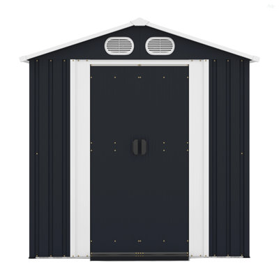 Campcraft 8X6 FT Outdoor Storage Shed, Metal Tool Shed & Outdoor Storage With Lockable Doors & Air Vents, For Backyard Garden Patio, Dark Gray