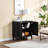 Mid-Century Modern 2 Door Storage Cabinet With Fluted Fronts And Brass Handles, Perfect For Entryway Or Dining Room-779489883