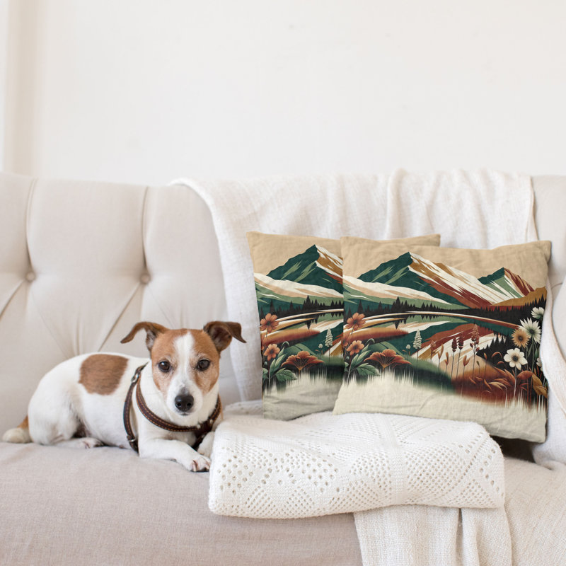 Hunter Green and Pale Redwood Microfiber Reversible Throw Pillow Set