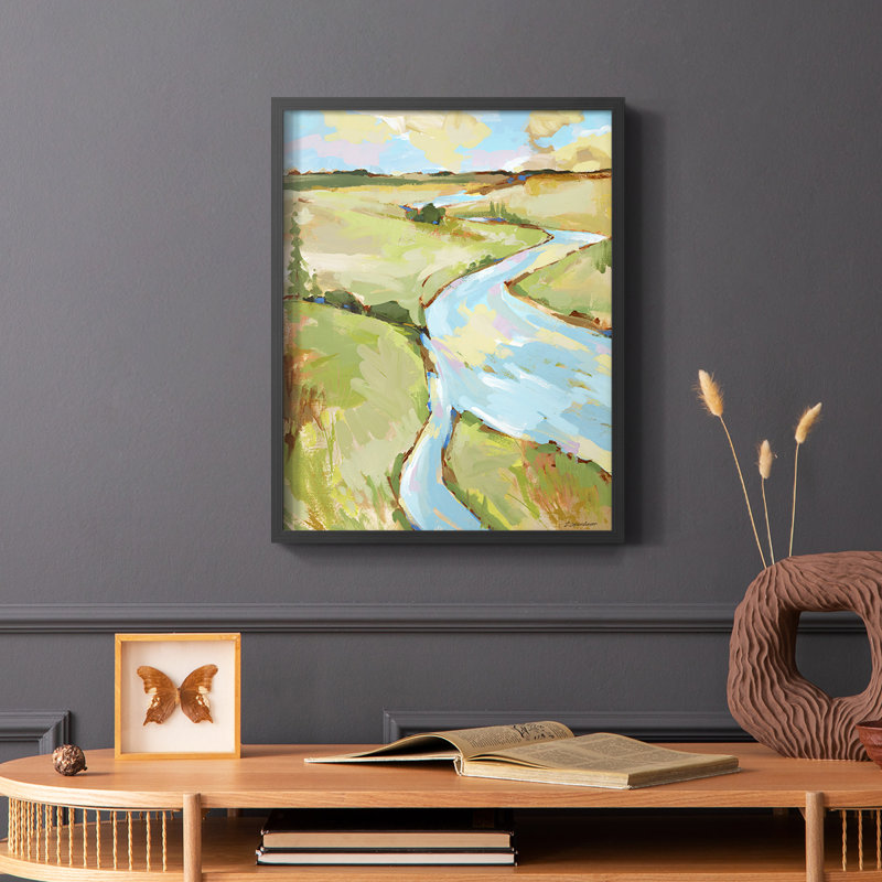 Reproduction encadrée Upriver II - bois massif, Noir, H 10 po x l 8 po
