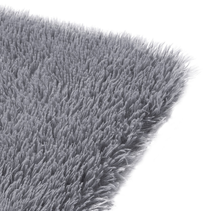 Indoor Plush Area Rugs, 8 x 10 ft Soft Plush Carpet, Furry Shag Area Rugs for Living Room, Bedroom, Sunroom, Modern Home Decor Aesthetic, Non-Shedding, Non-Woven, Slip-Resistant, Smoke Gray