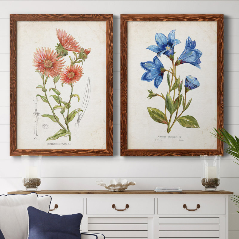 Botanical I - 2 Piece Print, No Mat, 32" H x 23" W x 1" D, Maple Framed Canvas
