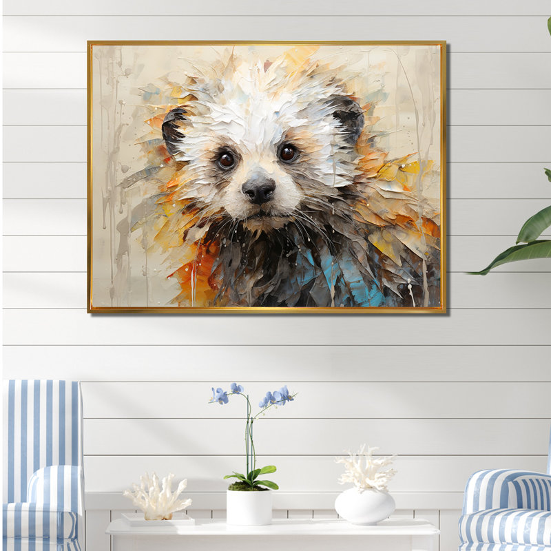 Loutre ludique - impressions sur toile, H 12 po x l 20 po x P 1 po, Cadre flottant doré