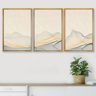 Signe, reproduction d'art sur toile encadrée, ensemble de lignes géométriques, paysage de montagne, nature sauvage, illustrations, art moderne décoratif nordique abstrait pour le salon, la chambre à coucher, le bureau