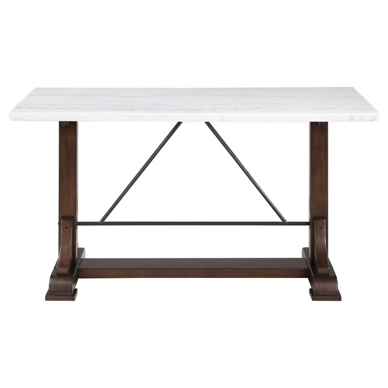 Table de salle à manger à hauteur de comptoir en marbre 66 po blanche