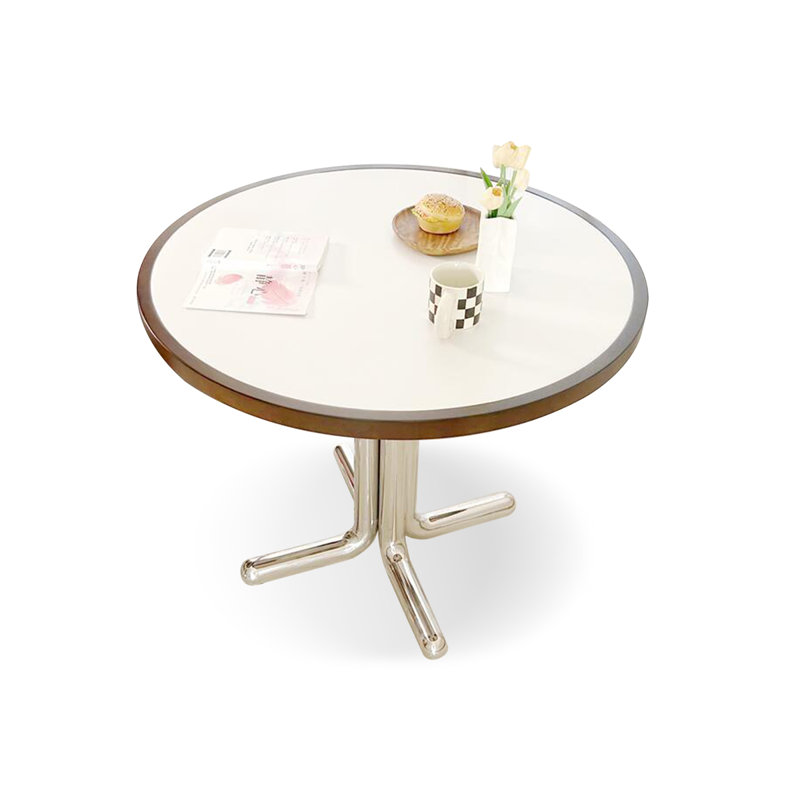 White&Silver Round Sintered Stone Dining table