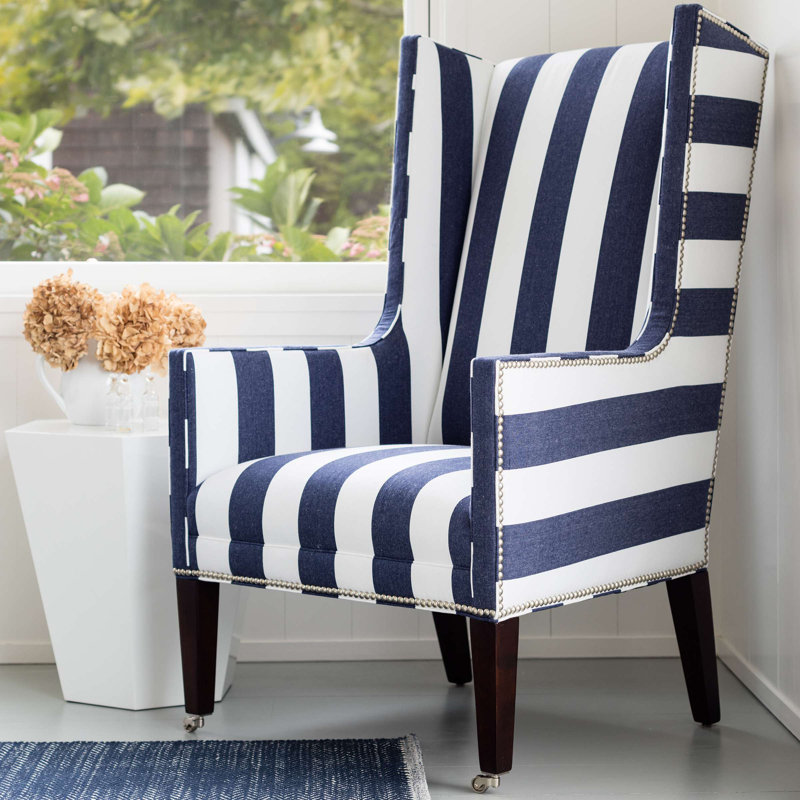 Herringbone Navy/Ivory Handwoven Indoor/Outdoor Rug, Rectangle 5' x 8'