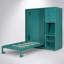 Twin Rotating Wall Murphy Bed with Bookshelf, Top Cabinet, Extendable Desk and Side Storage, Teal