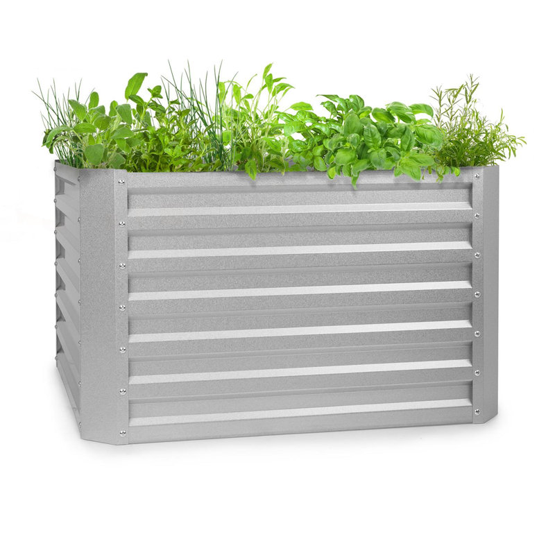 Metal Raised Flower Bed, 60cm H x 100cm W x 100cm D, Silver