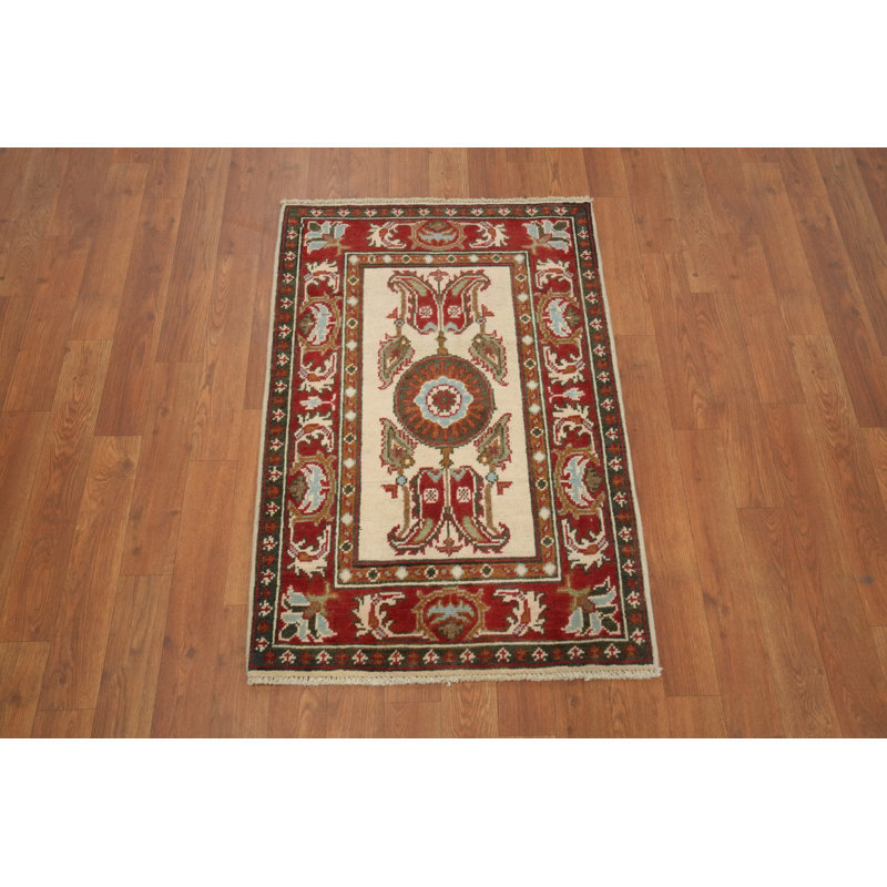Tapis pour vestibule de luxe Kazak rouge et beige 2 x 3