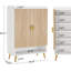 Armoire à chaussures 29,6 po en bois naturel et blanc avec portes, range-chaussures à 7 niveaux, armoire-87406608