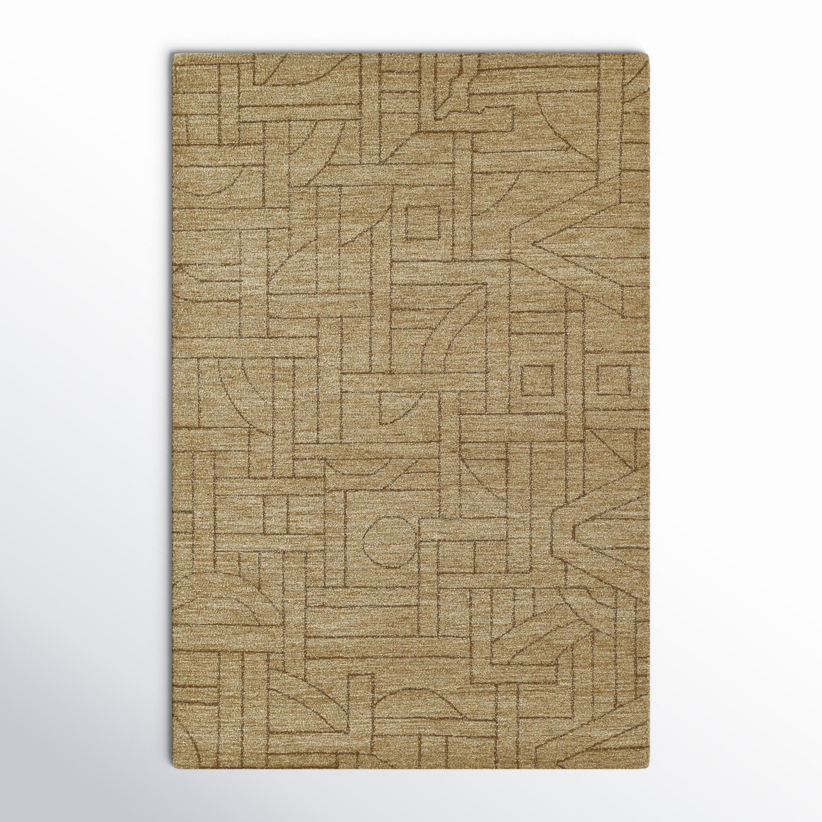 Ann-Sophie Natural Hand-Tufted Geometric Wool Rug, Rectangle 2' x 3'