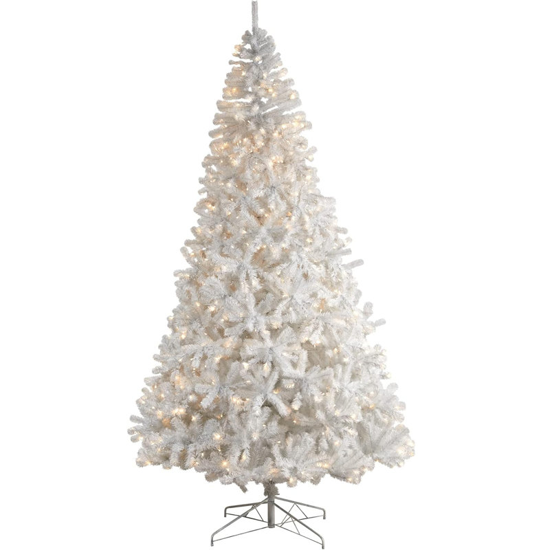  White Artificial Christmas Tree Bendable Branches LED Lights 10ft, 10'