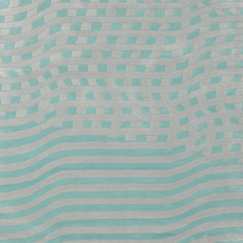Tapis contemporain vert / gris, Carré 4 pi