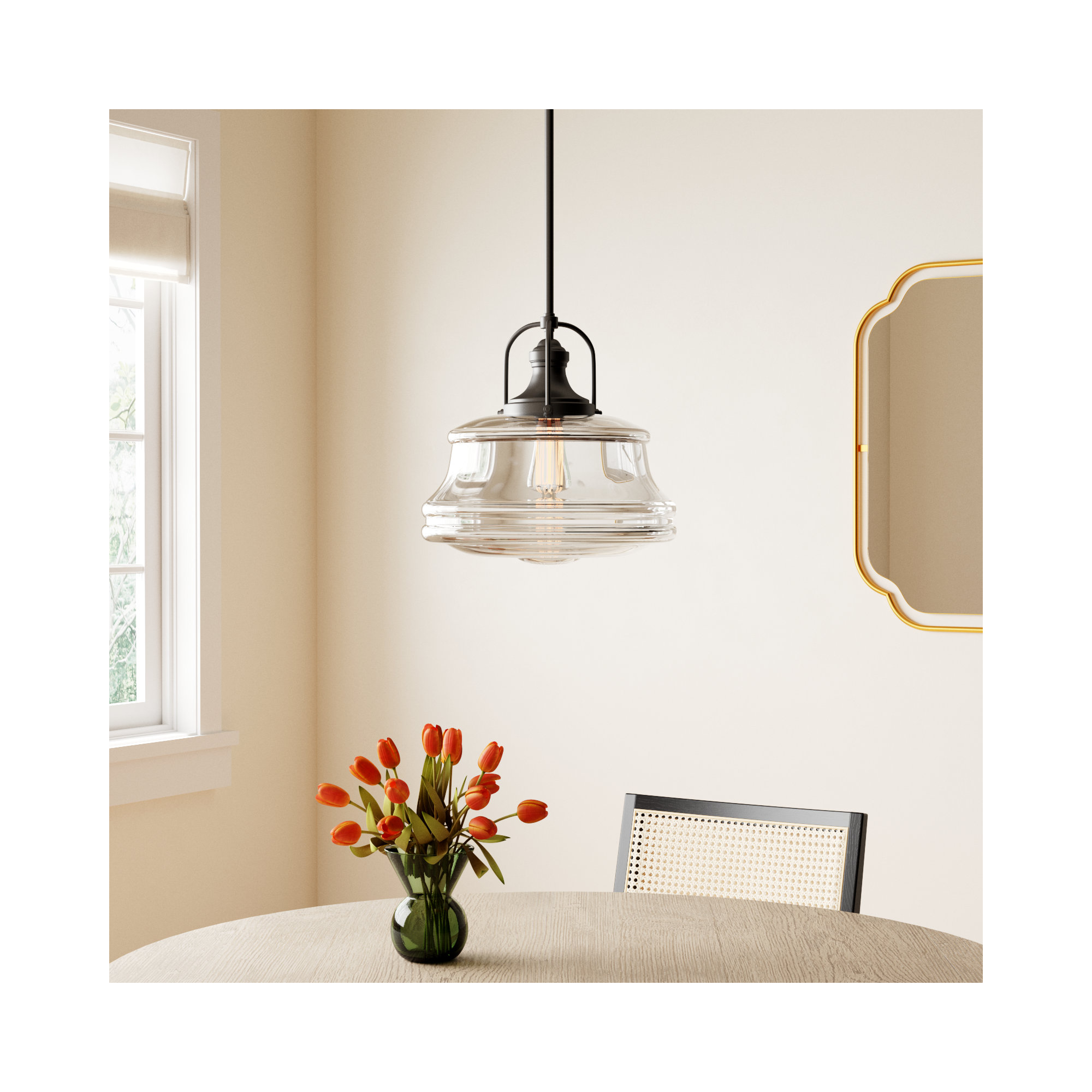 Truro Single Light Glass Dimmable Pendant, English Bronze