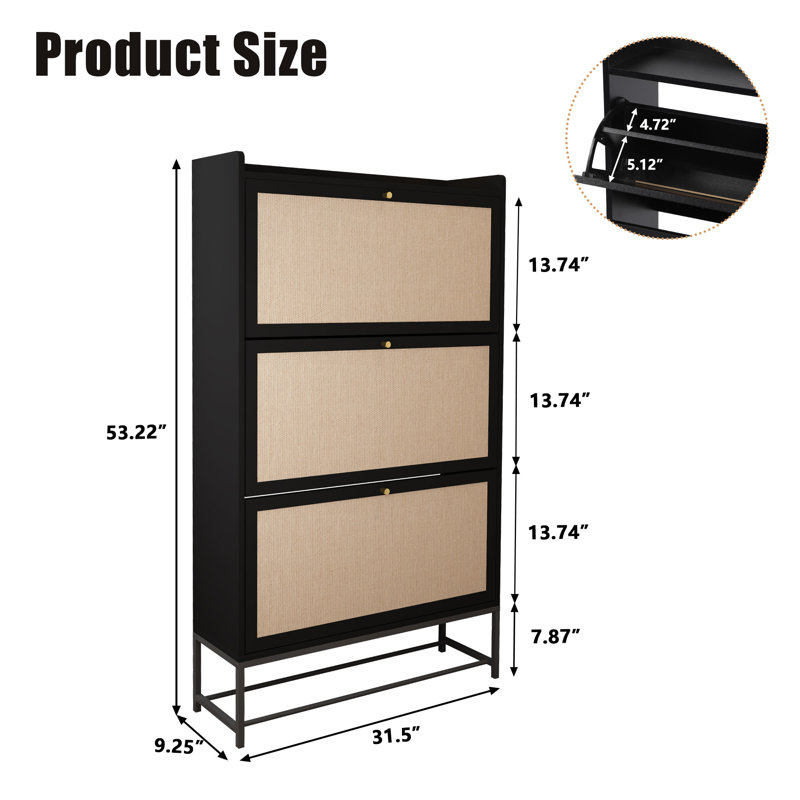 Rangement à chaussures 20 paires, Noir, H 53,22 po x l 31,5 po x P 9,25 po