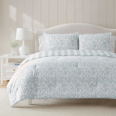 Martha Stewart Copper Vines Cotton Reversible Blue Duvet Cover Set