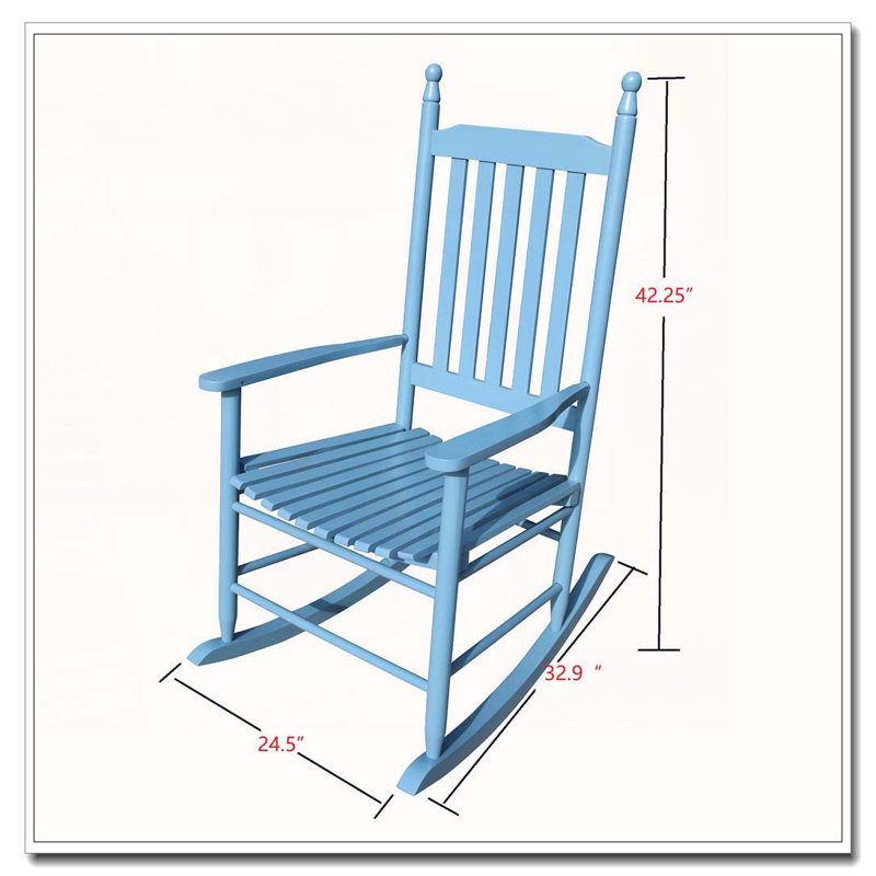 Chaise berçante en bois massif, Bleu
