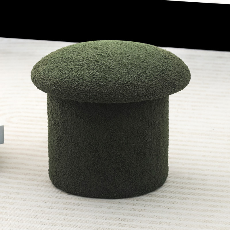 Harshaan Upholstered Ottoman, Dark Green Teddy