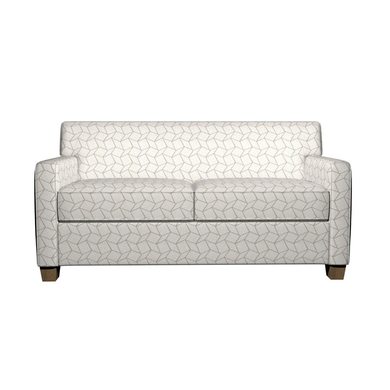 Tissu de lin géométrique, Blanc / Brun clair