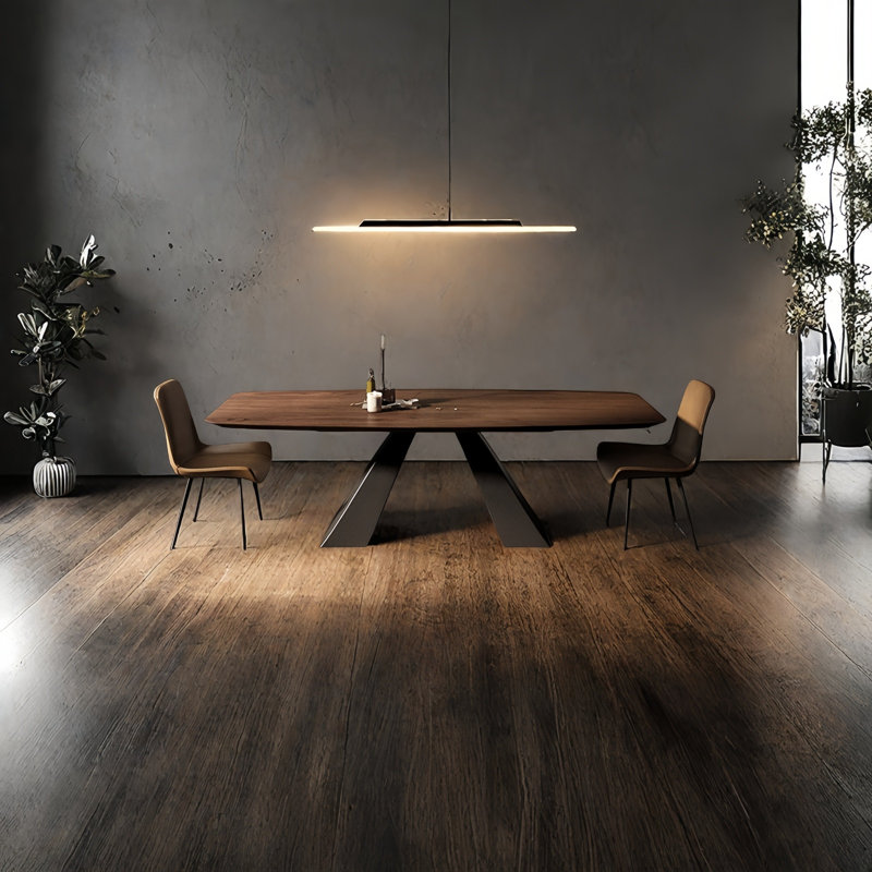 Industrial Style Rectangular Solid Wood Dining Table, 29.5"H x 78.7"L x 31.5"W