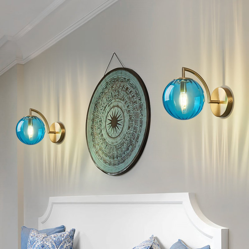 Modern Glass Wall Sconces Indoor Nordic Striped Mini Wall Lamp Finish Wall Light For Living Room Bedroom Bedside Hallway（2 Pack）