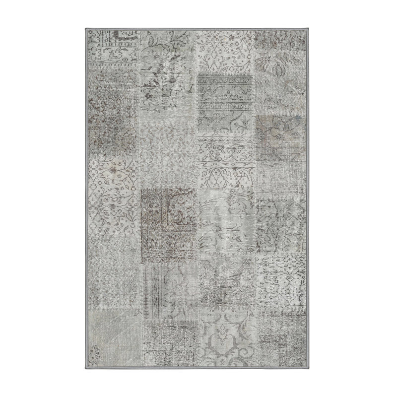 Tapis contemporain gris / beige, Rectangle 8 pi x 10 pi