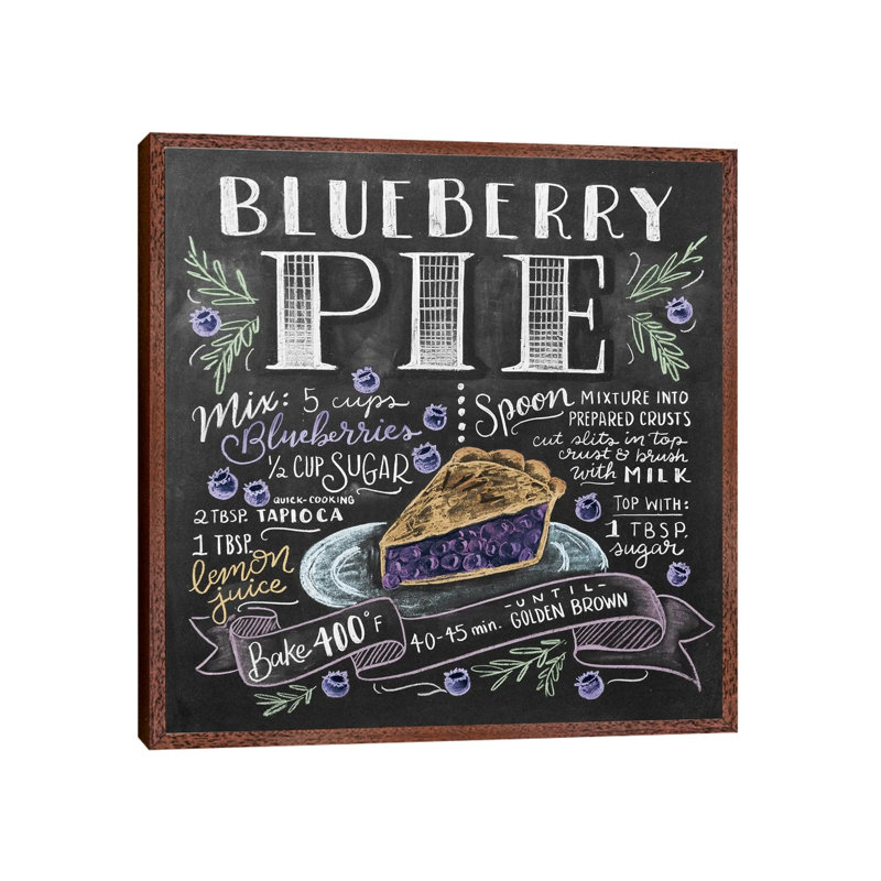 Blueberry Pie Recipe - Print on Canvas, 66.04cm H x 66.04cm W x 3.81cm D, Classic Brown Wood Floater Framed