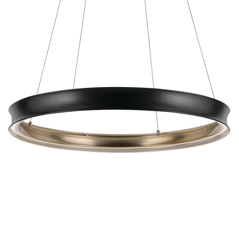 Soft Modern Circular LED Chandelier, Satin Black, 3.75" H x 39.5" W x 39.5" D
