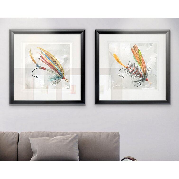 Millwood Pines Fly Hook Framed On Paper 2 Pieces Print