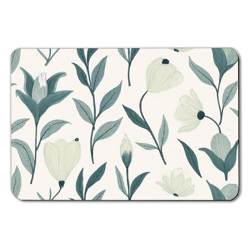 Elegant Simple Minimalist Floral Bath Mat, 36 X 24