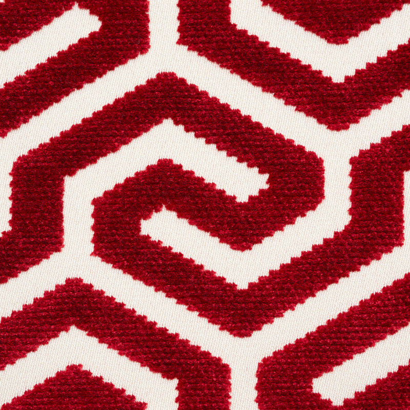 Tissu en velours Ming Fret, Rouge