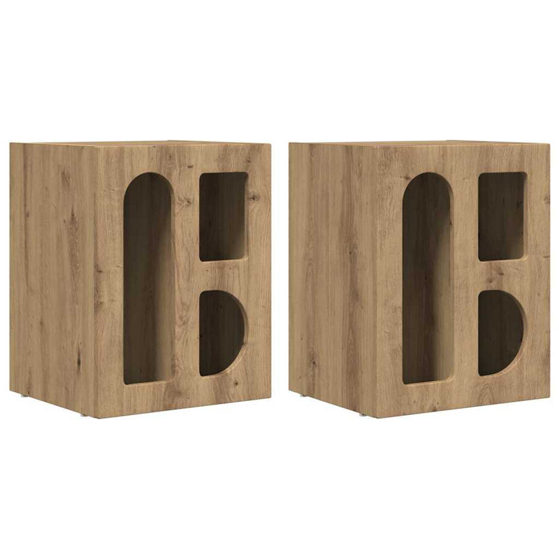 40cm W Manufactured Wood Bedside Table, Artisan Oak