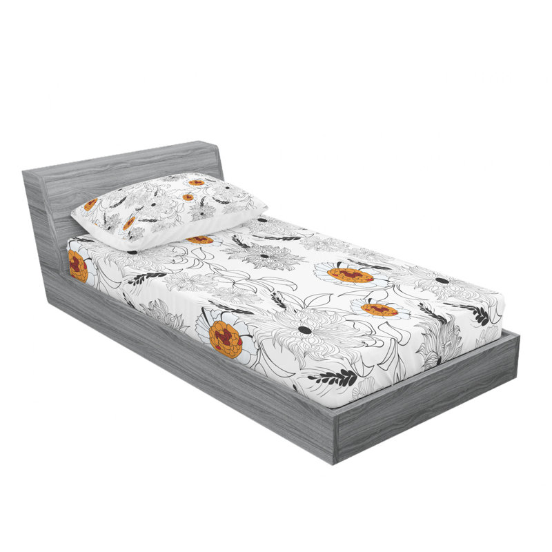 Microfiber Sheet Set, Twin XL Sheet Set with Fitted Sheet, Simplistic Flower