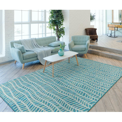 Tapis bleu sarcelle / ivoire Depue